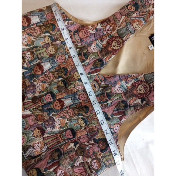 VTG Nadia Children of the World Tapestry Vest S Multicultural Button Inclusive - Picture 3 of 9